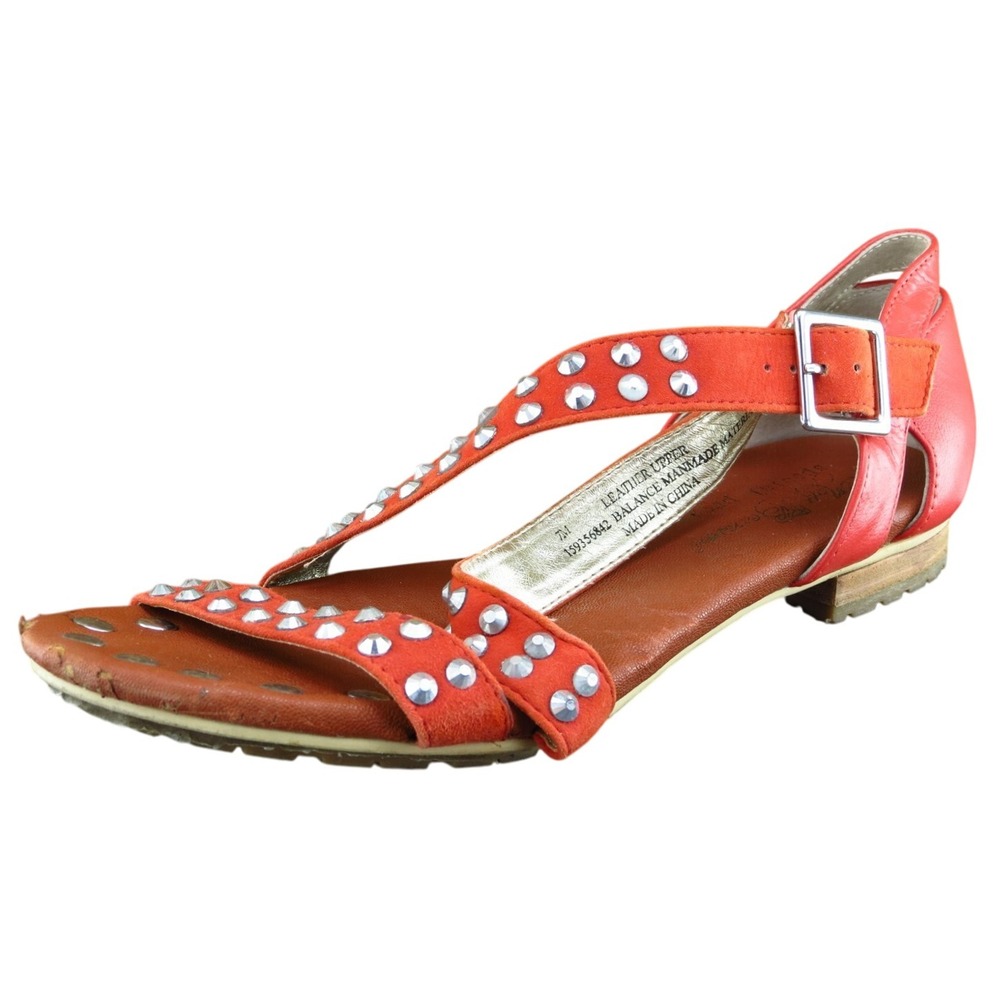 Matt Bernson Sz 7 M‎ Salmon Strappy Leather Women Sandals